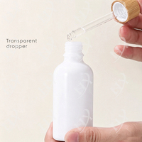 Botol Tetes Kaca Matte Putih 5ml hingga 100ml dengan Tutup Kayu Bambu, Kosong, Isi Ulang, untuk Kemasan Serum, Minyak Esensial, dan Perawatan Kulit Grosir