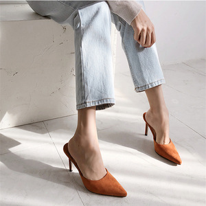 Mules à talons hauts sexy pour club, nouvelle collection printemps 2025, en daim, à bout pointu, style coréen, pour femme - Product Image 4
