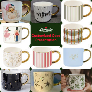 Mug à café en céramique de luxe en gros avec poignée dorée |   Motif et logo personnalisables |   Idéal pour les cadeaux et les achats en gros pour les cafés - Product Image 5