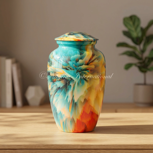 Ceramic Teardrop Urn Modern Artistic Design Pet <b>Casket</b> Durable Colorful Pattern - Product Image 3