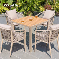 Table et chaises de restaurant de luxe pour patio d'hôtel, mobilier de jardin moderne en rotin, fauteuil nordique en aluminium imperméable pour piscine