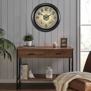 Vô cực thời gian Retro nghệ thuật đồng hồ treo tường không thấm nước kỹ thuật số ngoài trời Đồng hồ nhiệt độ độ ẩm hiển thị Nhựa Số Hình Pin - Product Image 6