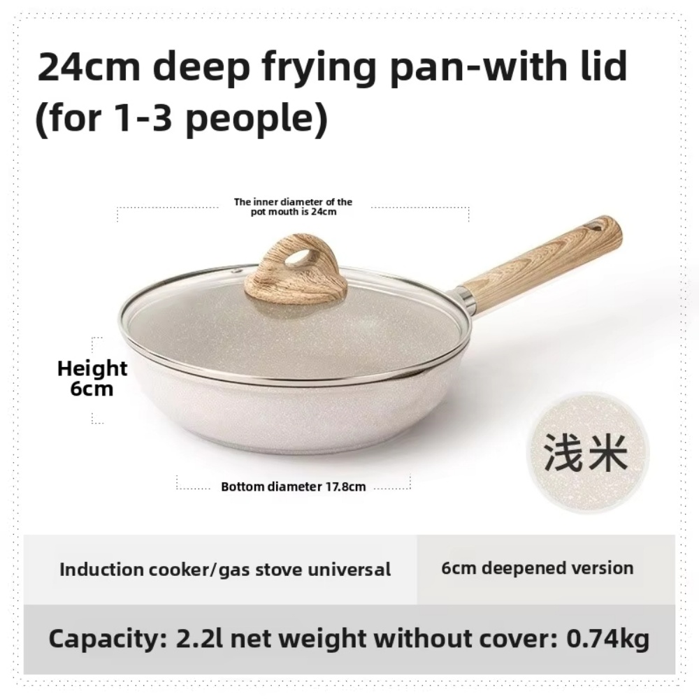 Poêle à frire profonde de 24cm avec couvercle