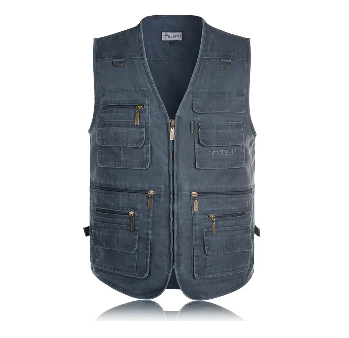 Wholesale vest custom Men's cotton leisure outdoor hunting fishing vest with multi pocket vest