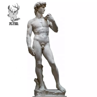 Statue de David classique en marbre, grande taille, sculpture de pierre, homme nu, décoration extérieure, statues de jardin célèbres
