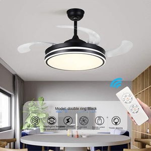 พัดลมเพดานแบบโคมไฟระย้า LED พร้อมใบพัด 5 ใบ มอเตอร์ DC โครงสร้างโลหะ รีโมทคอนโทรล ดีไซน์ทันสมัย พร้อมไฟ - Product Image 1