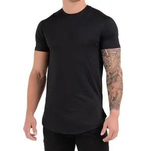 Drop Shoulder kaus katun mesir pria T-Shirt bergaris taktis cetak 3D gaya Hip Hop Anime pria