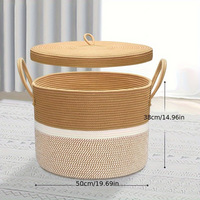 Panier à linge en corde de coton de style européen avec couvercle, panier de rangement tissé extra large pour les jouets de bébé, utilisation domestique