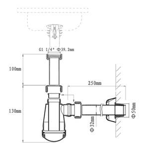 WaiiHO 024 Trampas de Desagüe Clásicas Empotradas en Pared con Sello de Agua en U de PP para Desodorización - Product Image 5
