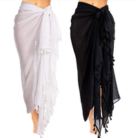 Venta al por mayor Mujeres Traje de baño Ropa de playa Cubrir Ups Traje de baño de playa Nadar Playa Batik Gasa Sarong Wrap con borla