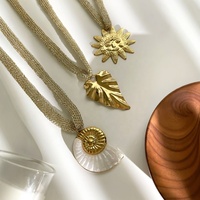 Colliers pendentifs tendance pour femmes en acier inoxydable, série Océan, plaqué or, avec breloques soleil