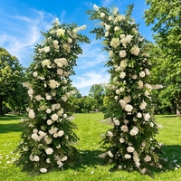 Pilar Bunga Artifisial MOQ Rendah, Mawar Sutra Hydrangea untuk Latar Belakang Pernikahan, Photo Booth, Pesta, Dekorasi Ornamen Natal