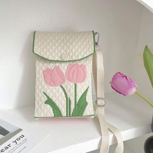 Koreanischer Stil Tulpen-Strick Mini Casual Mini-Handytasche mit Einzelriemen Tragbare Damen-Umhängetasche - Product Image 5