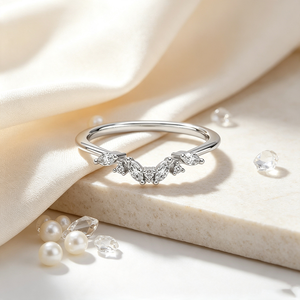 Bague de mariage empilable en argent sterling 925 plaqué rhodium avec moissanite taille marquise en V, résistante au ternissement, qualité supérieure, vente en gros - Product Image 4