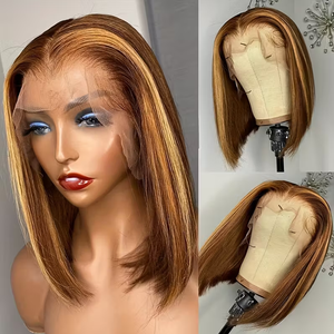 도매 싸구려 13x4 레이스 전면 브라질 머리 가발 10 인치 짧은 밥 가발 4/27 투명 HD 레이스 12A 등급에 흑인 여성을 위한 - Product Image 1