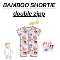 Kouzi Infant Rompers 95% Bamboo Fiber Two-Way Zipper Anti-Wrinkle Breathable K-Pop Demon Hunters Costumes Pattern Short Sleeve