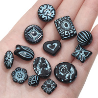 Perle dispersée acrylique noir baroque rétro dessin au trait perle bricolage à la main boucles d'oreilles bijoux accessoires
