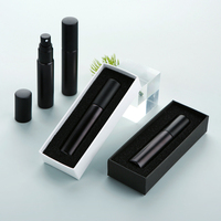 SUMEEAR 10ml Vaporisateur de parfum en verre noir mat électroplaqué de qualité supérieure, à pression, à brume fine, portable et rechargeable, diffuseur à bâtonnets