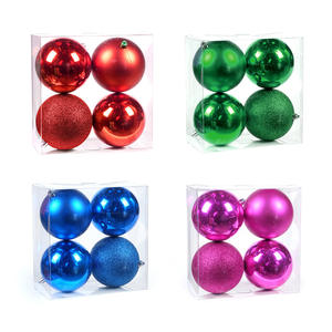 Boule de décoration de noël boule décorative d'arbre de noël brillant mat pleine poudre collante 10CM galvanoplastie en plastique - Product Image 2