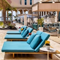 Chaise longue en teck pour hôtel, jardin, piscine, chaise longue de plage, détente en plein air, caractéristiques uniques