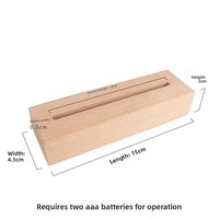 Support d'affichage LED à base carrée en bois alimenté par piles AAA pour usage domestique, design moderne, lumière blanc chaud à intensité variable, lampe de nuit artistique DIY