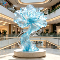 Escultura de Resina Transparente Gigante de Lujo con Flores, Decoración Duradera para Hoteles, Bodas, Escenarios, Ceremonias de Compromiso, Instalación Artística