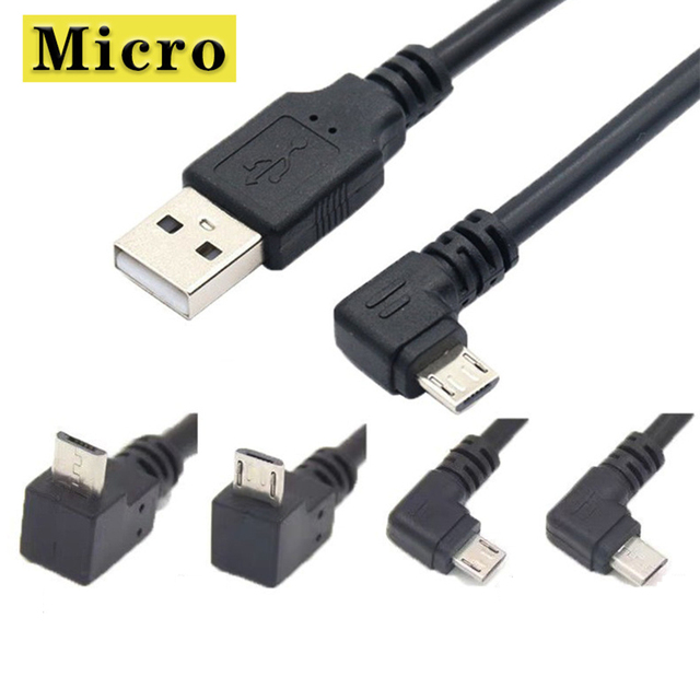 0.3M 0.5M 1M 2M up Down Left Right 90 Degree Angle Micro B V8 to USB 2.0 Extension Data Charger Cable