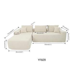 Sofá Seccional Modular Comprimido en Forma de L, Sofá Sin Estructura Tipo Nube de 3 Plazas Tapizado con Chaise Longue y Asiento Profundo para el Hogar - Product Image 3