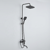 Ensemble de douche mural de luxe européen en laiton à poignée unique avec système de pluie pour salle de bain