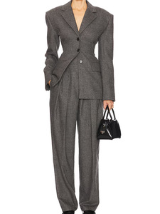 <span class=keywords><strong>Blazer</strong></span> in Lana di Alta Qualità per Donna, Lusso Discreto, Tessuto Autunno 2025, Nuovo Modello con Ricamo a Mano, Monopetto, Vita Stretta, Cappotto Grigio - Product Image 4