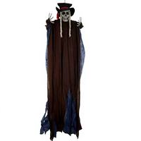 Décoration de fête d'Halloween : Fantôme Magicien Suspendu Taille Réelle 170 cm, Robe Marron Tressée, Effrayant, pour Extérieur et Intérieur