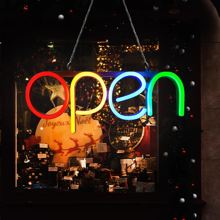 Cosun tanda neon kopi unik, tanda terbuka toko led luar ruangan tanda terbuka untuk bisnis
