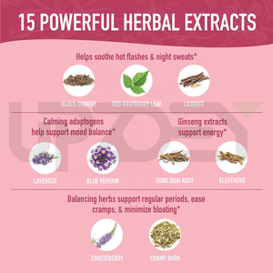 Gotas líquidas de equilibrio de hormonas orgánicas para mujeres con Black Cohosh Chasteberry y ortiga urticante Menopasia, sofocos y alivio del período - Product Image 4