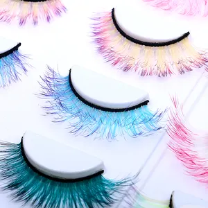 Private label luxuray faux vegan cluster volume sexy lovely brand name short fluffy minks spike Halloween neon eyelash