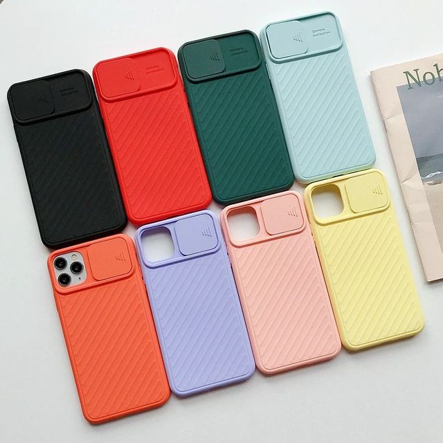 Ins Slide Camera Lens Protective Phone Case for iPhone 15 14 13 11 12 Pro XS MAX Soft Candy TPU Cover for iPhone 8 7 Plus X XR