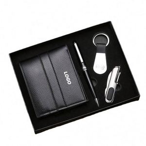 Executive 4-Piece <b>Gift</b> <b>Set</b>: Custom Wallet, Pen, Keychain & Knife - Perfect Corporate <b>Gifts</b> & Promotional Items - Product Image 1