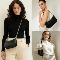 Tas Selempang Wanita Trendy Fashion Nasional, Sederhana, Serbaguna, Rantai, Tas Makeup, Bahan PU, Ritsleting