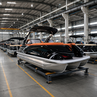 Bateau ponton confortable 12 places avec salon avant, arche sportive, plateforme de bain, direction hydraulique et divertissement sur ponton