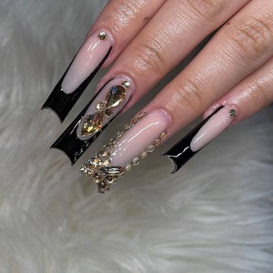 Faux ongles à presser en gros, nouveau style européen et américain, motif nœud français, blancs, <span class=keywords><strong>mi</strong></span>-longs et extra longs, carrés effilés F - Product Image 3