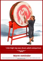 Tambour de guerre vertical rouge en cuir de vache pour spectacle de danse du dragon, idéal pour le gong et la danse chinoises, fabriqué en Chine