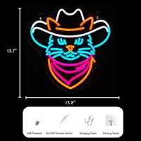 Enseigne néon Cowboy Cat - Lumière LED néon réglable et dimmable - Enseigne murale néon, Lumière pour la décoration intérieure