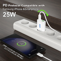 Cargador Super Gan de 25 W, Tipo C, UE, KR, Adaptador Universal para Dispositivos Móviles, Cargador Rápido de Pared KC PD de 25 W, USB C para iPhone