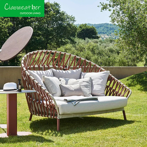 Patio giardino esterno mobili di lusso in alluminio corda lettini esterno <span class=keywords><strong>mare</strong></span> giorno letto spiaggia lettini rotondi con cuscino - Product Image 1