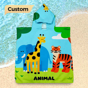 High Quality Comfortable Printed Cartoon Printed Quick-Dry Personalized Logo Design Kids and Babies Hooded Poncho Beach <strong>Towel</strong> - Product Image 1