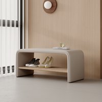 Banc d'entrée moderne haut de gamme en bois massif avec tabouret à chaussures intégré pour salle d'essayage, armoire à chaussures domestique