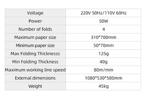 Máquina Automática de Plegado de Papel de Escritorio Motorizada de Alta Eficiencia, Velocidad de 80 m/min, 4 Pliegues, para Folletos, Documentos, Uso Comercial y de Oficina - Product Image 6