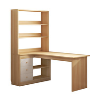 Bureau d'ordinateur en bois avec étagère et bibliothèque intégrées, bureau d'angle pour étudiant, pour la maison, la chambre à coucher, le bureau, surface de travail