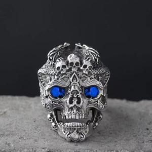 Exaggerated and Bold Skull <strong>Ring</strong>, <strong>Adjustable</strong> Men's Open-ended Titanium Silver <strong>Ring</strong>, Trendy and Stylish Men's <strong>Ring</strong> Gift - Product Image 6