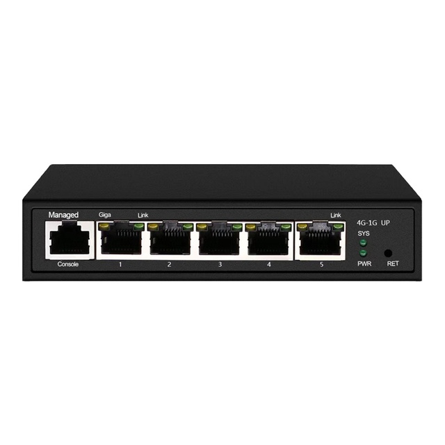 Full Gigabit L2+ Managed POE Switch 5-Port Mini VLAN Management IP Cameras QoS SNMP 20G Stackable LACP