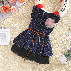 Vêtements pour enfants de style coréen en gros, robe sans manches à pois mignonne avec ceinture à nœud pour les petites filles, en provenance de Chine - Product Image 2